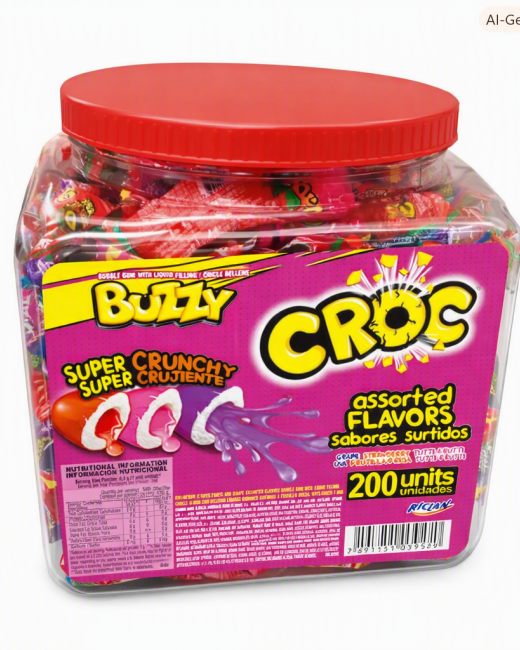POTE CHICLE BUZZY CROC SURTIDO 200 UN.