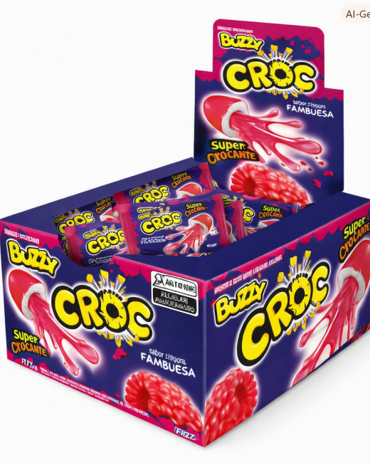 CHICLE BUZZY CROC FRAMBUESA 40 UN.
