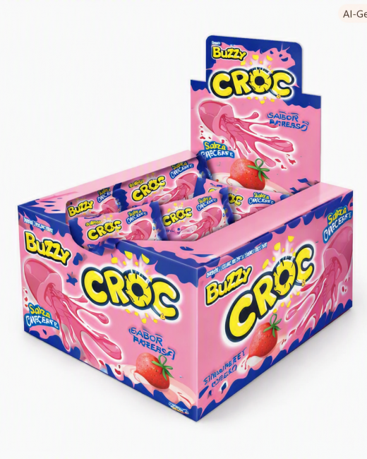 CHICLE BUZZY CROC YOGURT FRUTILLA FRESA 40 UN.