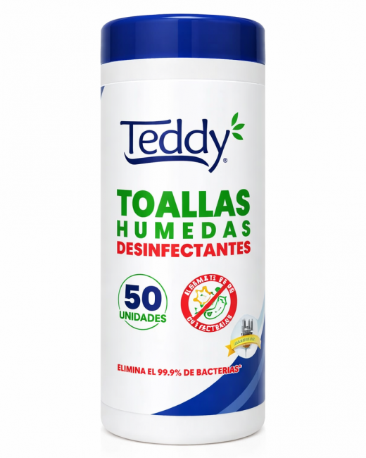 TEDDY TOALLA HUMEDA DESINFECTANTE POTE /50 UN/ PACK 12 UN.