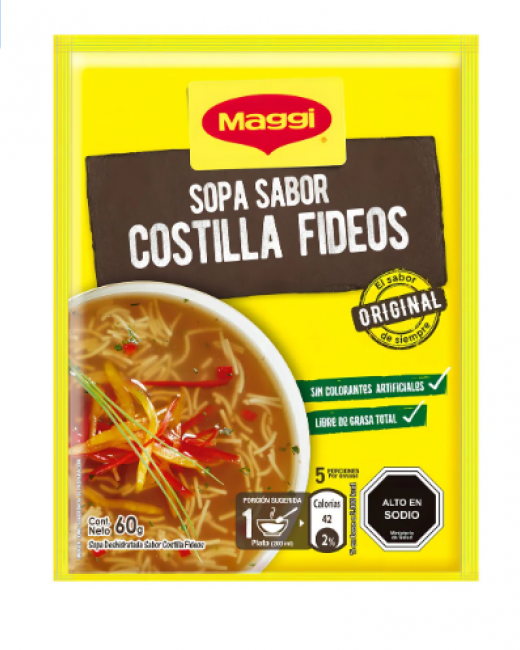 MAGGI SOPA COSTILLA FIDEOS 60 GR DESDE 10 UN. EN ADELANTE