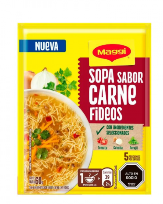 MAGGI SOPA CARNE  CON FIDEOS 60 GR DESDE 10 UN. EN ADELANTE