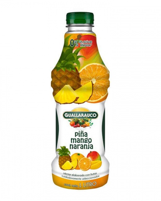 JUGO GUALLARAUCO PIÑA-MANGO-NARANJA 1 LITRO DISPLAY DE 6 UN.